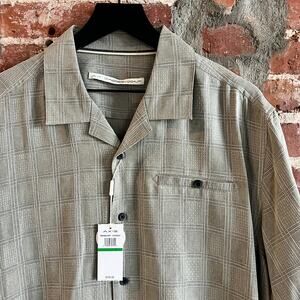 AXIS Men's SS Button Up Brown Tan 100% Silk Shirt NWT MSRP $125